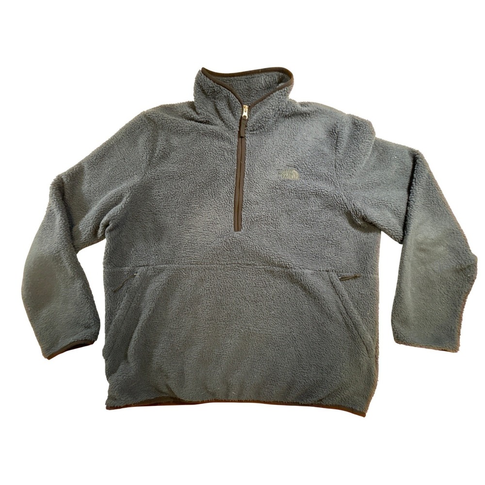 The North Face Mens XL Blue Sherpa Fleece 1/4 Zip Pullover Jacket